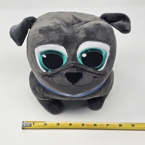 Bingo from Disney's Puppy Dog Pals 10"  Grey Push Stuffed Animal Pug Curly Tail - Picture 8 of 9